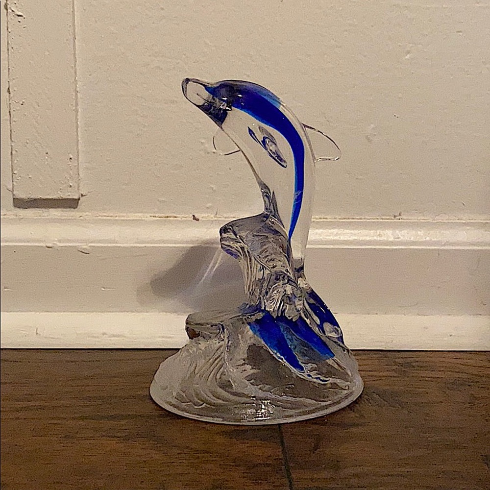 Dark Blue Glass Dolphin